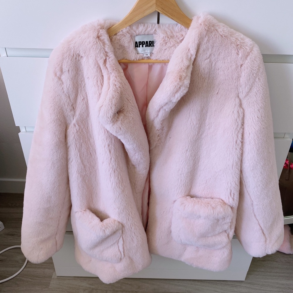 Apparis Faux Fur Coat Pink Blush